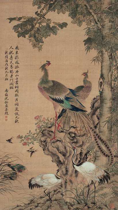 沈铨 花鸟 立轴